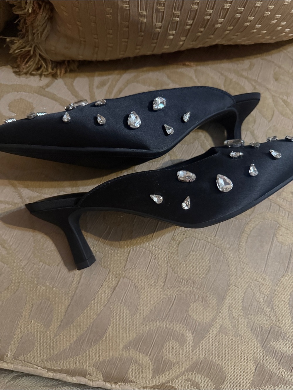 A New Day Katia pointed-toe mule heels in black satin size 8.5 - Picture 7 of 12